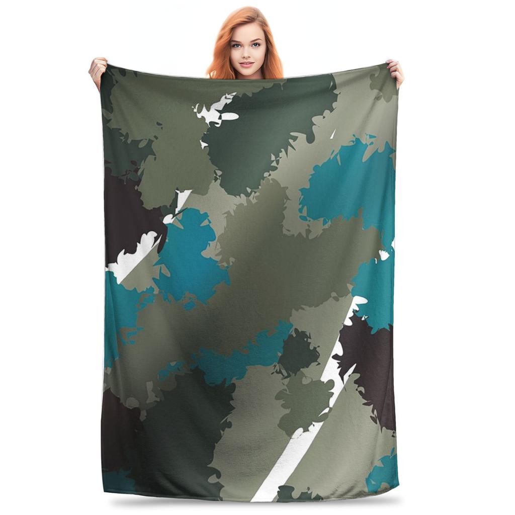 Flannel Throw Blanket Green Camouflage Army Camo Warm Plush Blankets Soft Bedding for Bed Living room Home Travel Couch