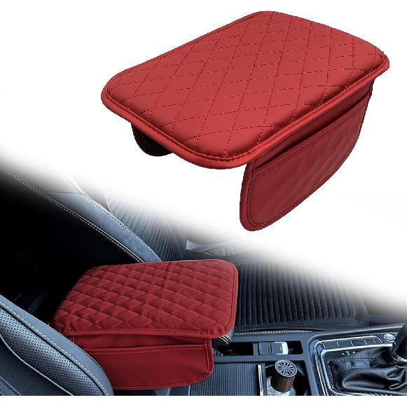 Car Center Console Cover with 2 Storage, Upgraded Microfiber Leather Car Arm Rest Cover, Car Interior Accessories Universal Armrest Cover for Car