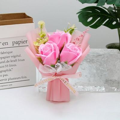 Finished Fake Flower Soap Rose Flower Bouquet Good Wishes Forever Gift Graduation Bouquet Artificial Rose Flower Bouquet