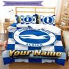 3pcs Brighton & Hove Albion F.C.  Cover Set - Personalized Name, HD Printed Bedding with 1 Cover and 2 Pillowcases - Perfect for Home Decor, Easy Care