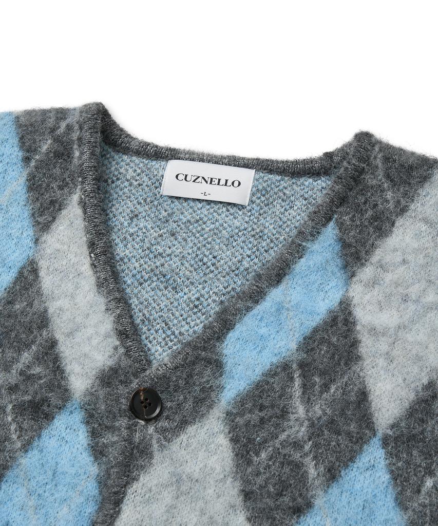 Cuznello Blend Argyle Cardigan_Charcoal
