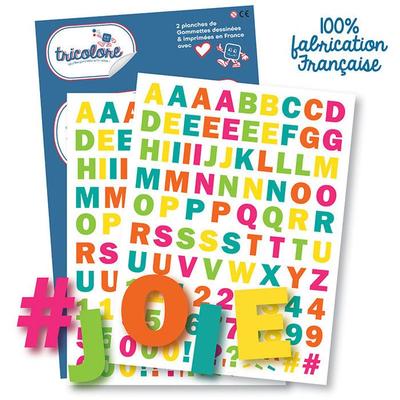 Stickers - Alphabet Letters - Numbers - Assorted Colors - 214 Pieces