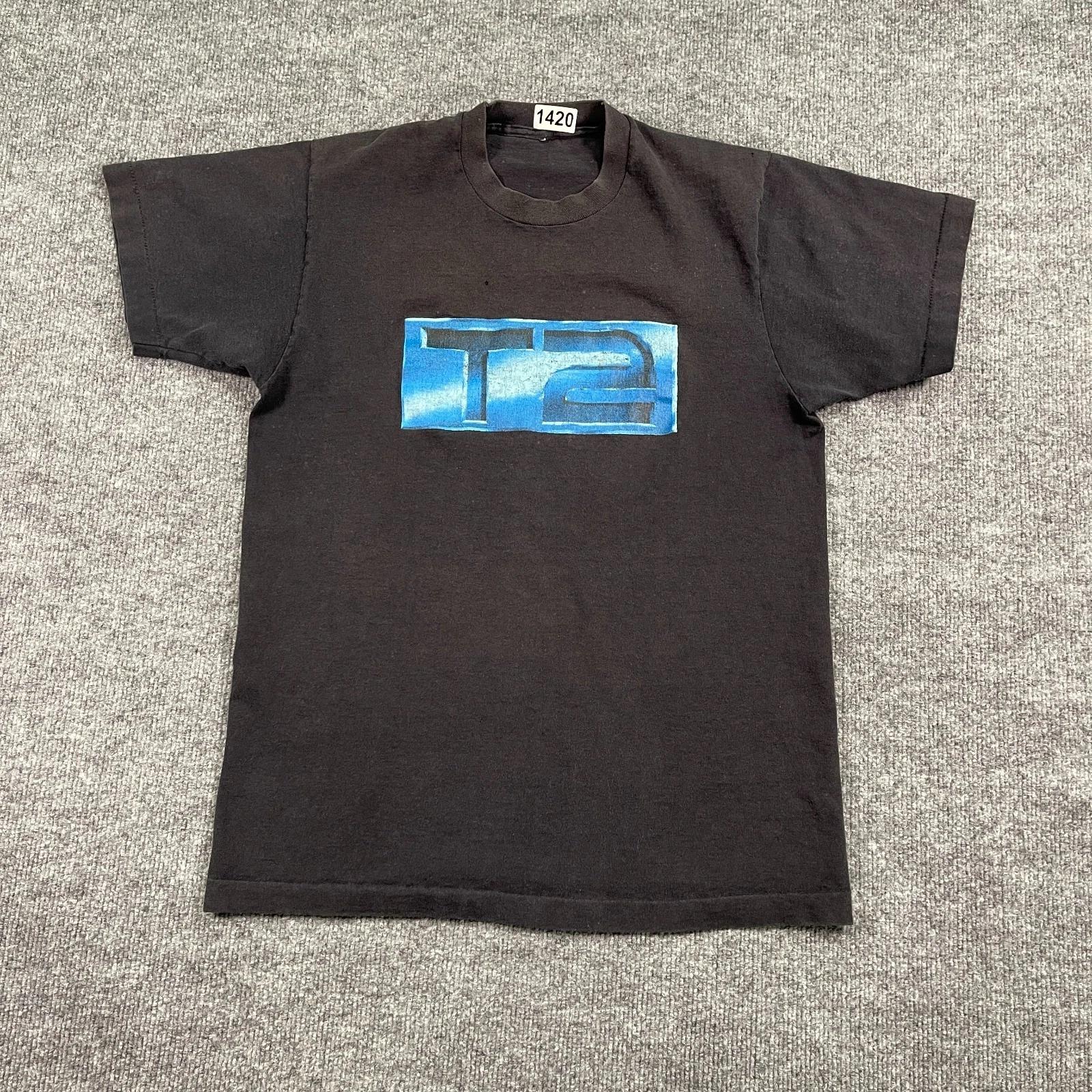 Vintage 1990 Terminator 2 Judgement-Day T2 Movie Shirt Medium 19x26 Black S