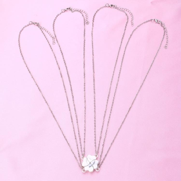 4Pcs Heart Pendant Choker Heart Puzzle Four Leaf Clover Necklace Jewelry Gift