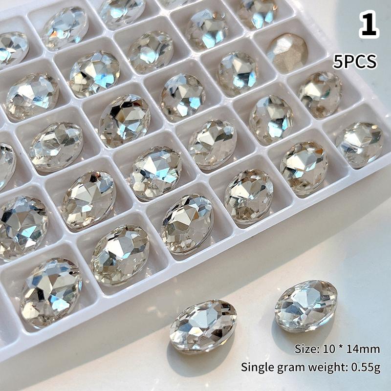 

5Pcs Elliptic Pigeon Egg Shape Nail Diamond Patches Nail Decoration Accessories Nail Salon Nail Painting as the picture