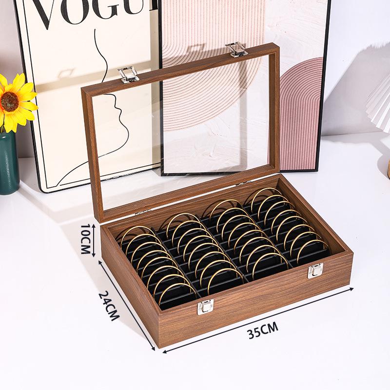 

Шкатулка для браслетов из жадеита со стеклянной крышкой – 40 отделений для хранения ювелирных изделий, браслетов из жадеита