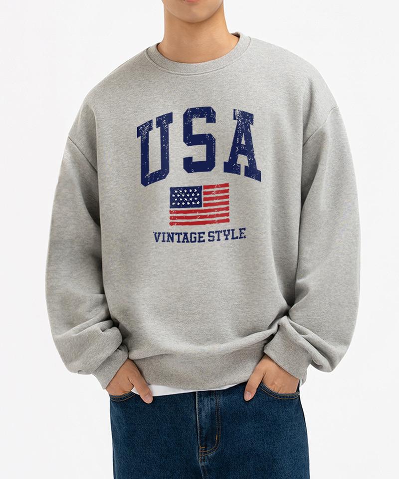 UNDEROFF Peach Skin Essential Vintage Usa Fleece-Lined Sweatshirt Black