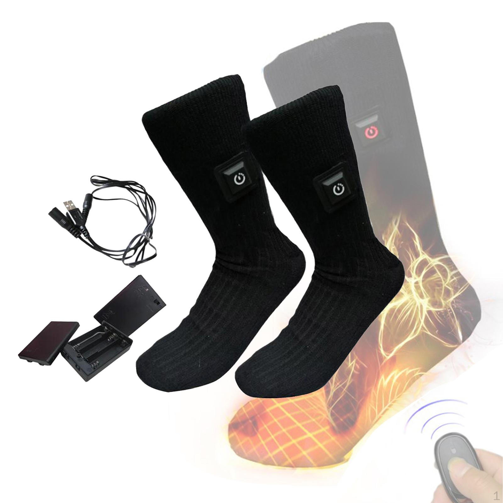 

2 Pieces Electric Heated Sock 3 Heating Settings Thermal Large Capacity Foot Warmer 1500mAh for battery case USB