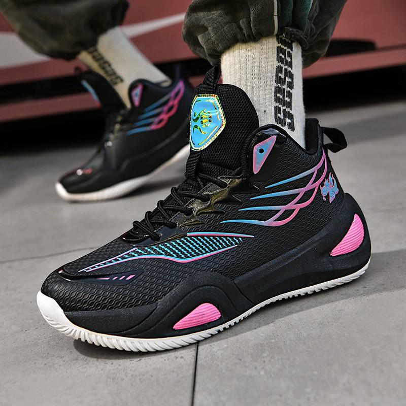 Unisex High-Top Basketball Sneakers Teens Adults Outdoor Sport Shoes Mesh Upper Rubber Sole