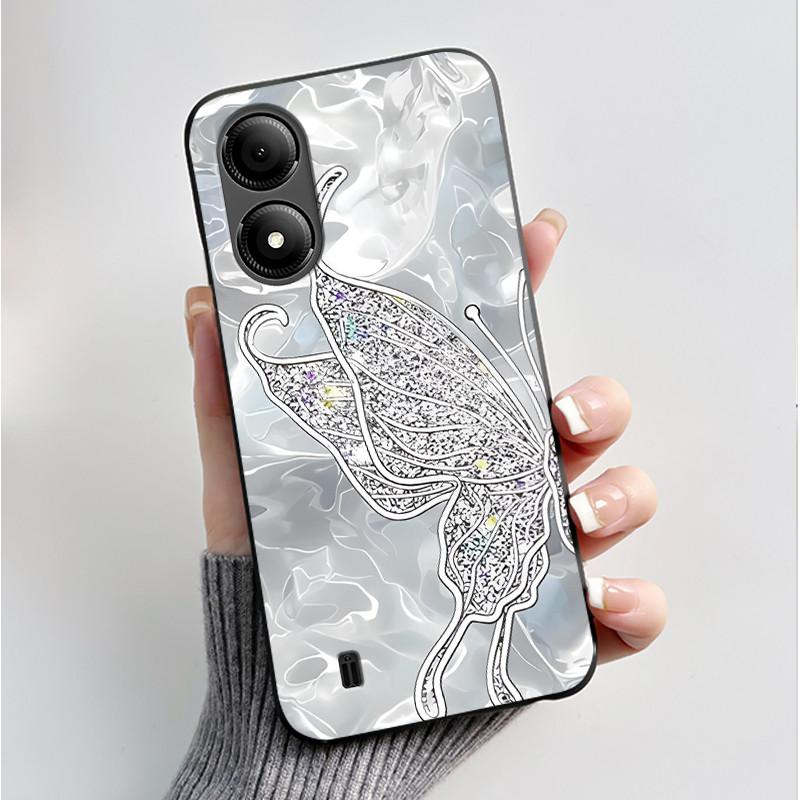 Custodia con Stampa per ZTE Blade A33S A34 Guscio Nero in Morbido Silicone per ZTE Blade A31 Plus Custodia Carina con Fiori e Cartoni Animati