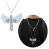 European and American Street Blue Gem Angel Crossed Clavicle Chain Necklace
