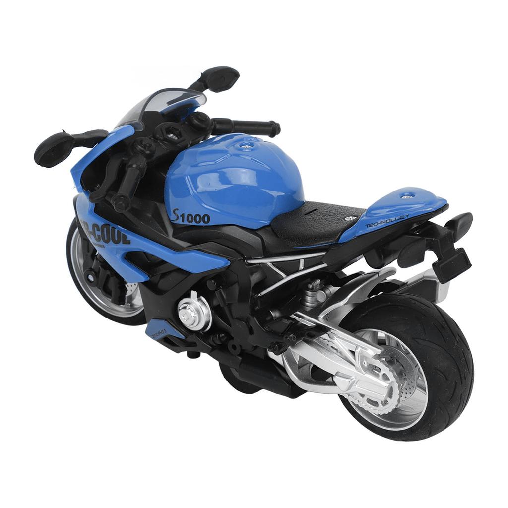 Kids Pull Back Motorcycle Toy Sound Light Effects High Simulation Alloy Motorcycle Model Blue