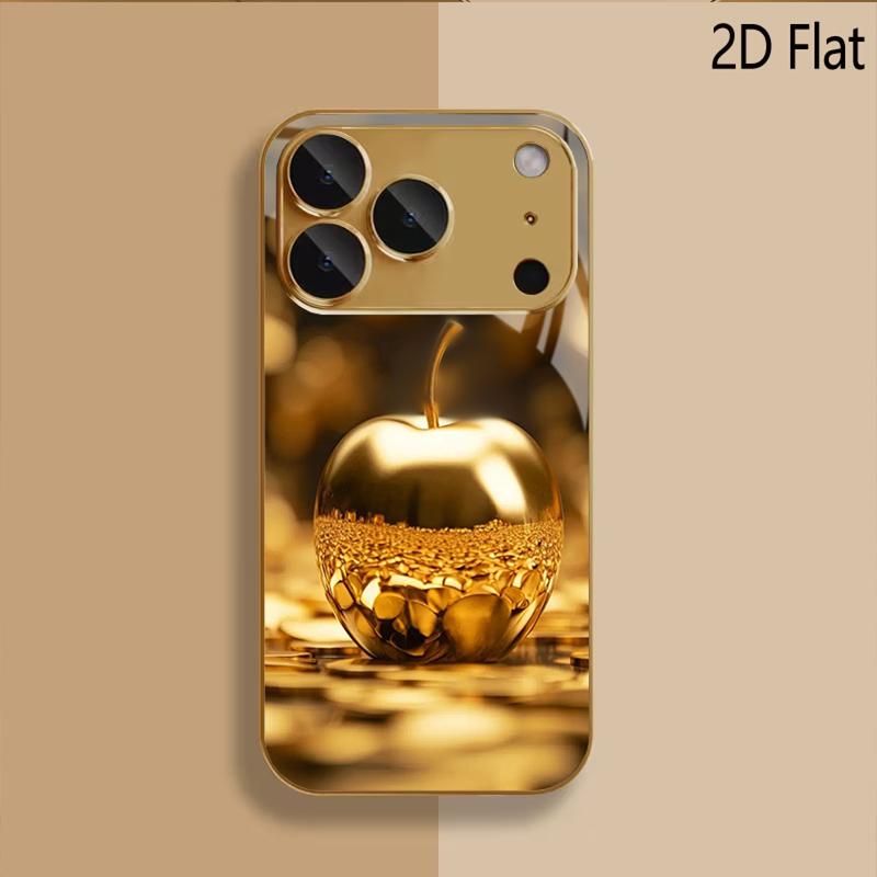 Apple Wealth Patterned tempered glass design for iPhone16 17 ProMax 1514 1312 11ProMax Phone Case Camera Cover Shockproof Hard B