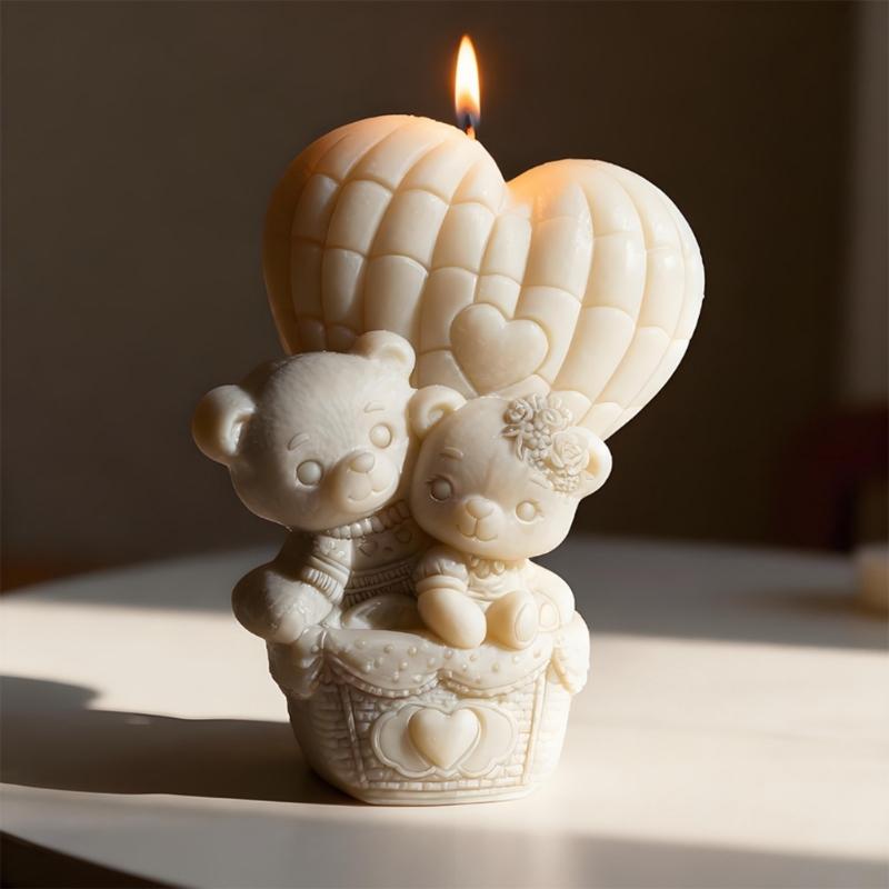 Detailed Balloon Bear Silicone Mould with Carving for Candle and Soap Making Enhances Artistic Value