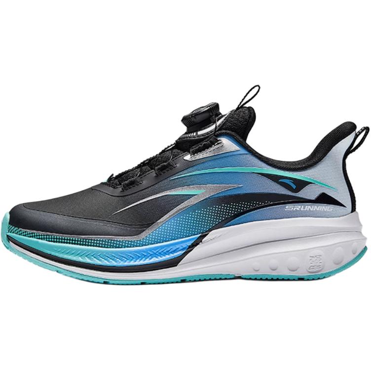 Anta Kids Fabric Comfortable Versatile Anti-Kick Shock Absorption Low-Top Running Shoes Kids Sneaker Black Blue 312445509N-3