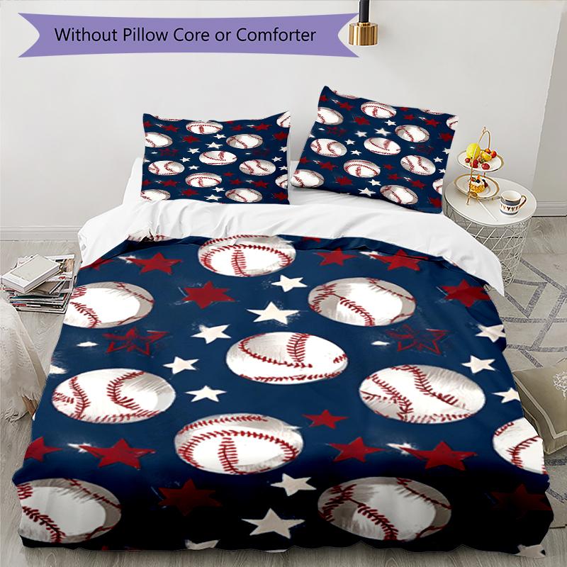 3pcs Baseball Bedding Set Duvet Cover Closure Includes 1 Duvet Cover & 2 Pillowcases, Soft and Comfortable for All Seasons.