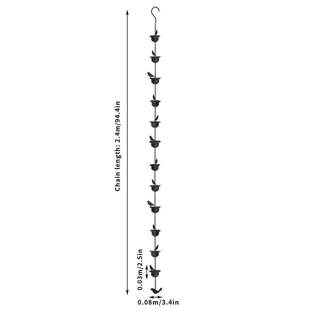 Iron Bird Rain Chain 2.4M Outdoor Decor Mobile Attached Hanger Wind Chimes Bells Drain Chains For Home Garden Decoraction Access