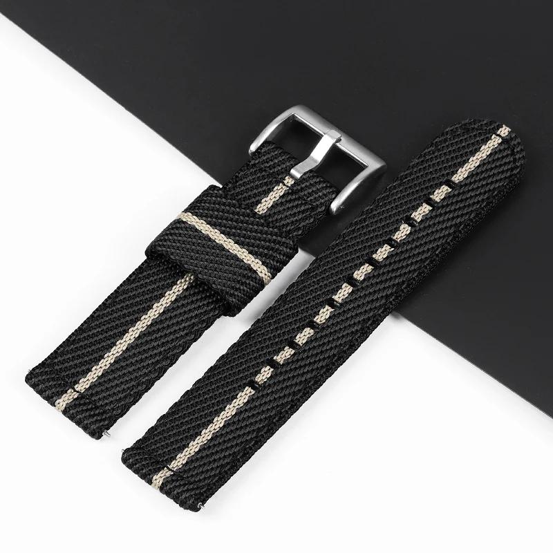 

Quick Release Nylon Strap for Tudor 20 22mm Watch Band for Omega Woven Canvas Fabric Band for Seiko Men Military Sport Bracelet 22mm&steel color buckle