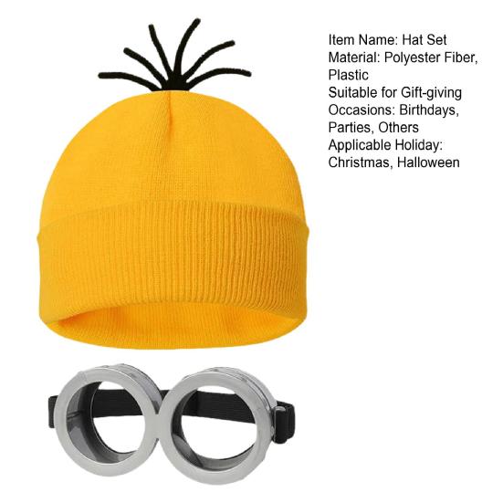 1 комплект шляпа очки набор желтая шапочка мультяшный персонаж косплей аксессуары один — фото 5