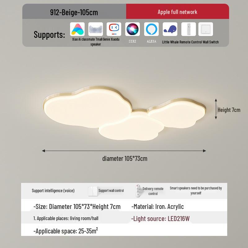 Cream Style Modern Minimalist Full Spectrum Ceiling Light for Eye-Protection In Children's Room and Master Bedroom