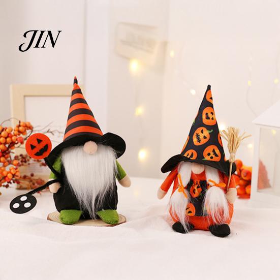 Striped Pointed Hat Gnome Halloween Gnomes Plush, Handmade Decoration, Dwarf Elf Ornaments for Witch Pumpkin Decor Tiered Tray Home Table Holiday