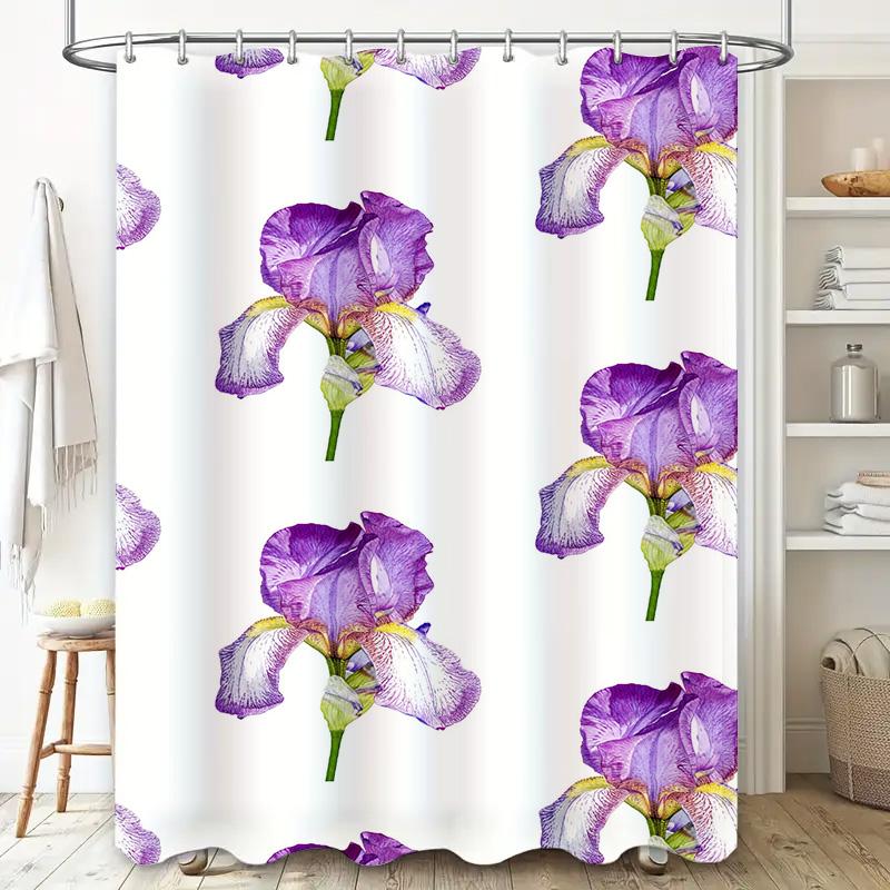 Enchanting Iris Garden: Purple Flower Shower Curtain For A Fresh And Nature-Inspired Bathroom Dcor