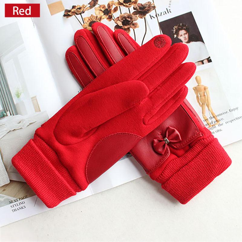 Winter Warm Cotton Knitted Driving Gloves Women's Fashion Touch Screen New Threaded Sleeves Windproof and Cold-Proof Finger