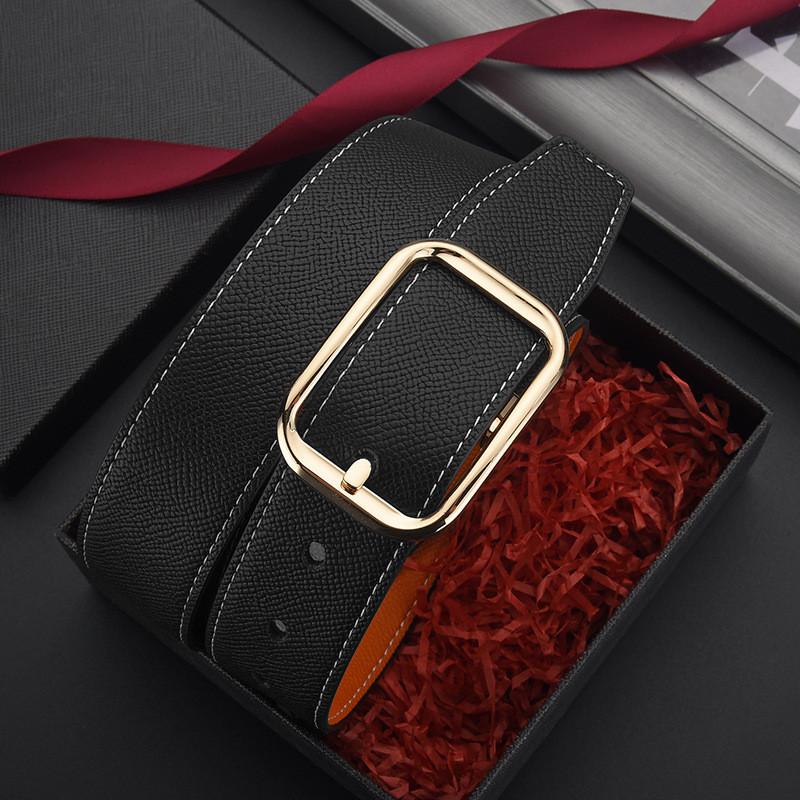 

Классический черный кожаный ремень с пряжкой из сплава для стиля business casual GoldBlackOrange,110cm