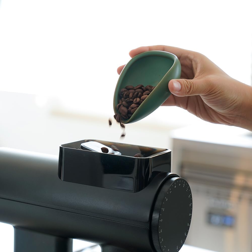 Watchget Coffee Bean Cup Ceramic Coffee Bean Measuring Cup Pottery Measuring Tray Coffee Powder Receiver Dark Green