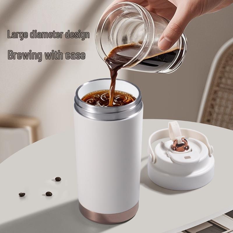 Premium Ceramic Coffee Cup with Straw - Insulated Double Wall Design for Men & Women, Cold/Heat Retention, Engraved Handle.