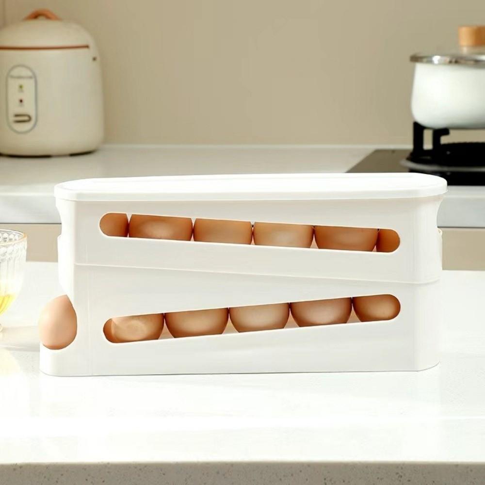 Large Capacity Double Layer Egg Storage Box Plastic Rolling Egg Holder Egg Storage