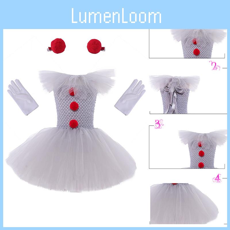 Sparkling Princess Clown Dress Set For Children's Halloween Show