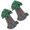 2Pcs Mini Resin Tree Ornament Fairy Garden Decor Outdoor Indoor Micro Landscape Accessory for Terrarium Bonsai Aquarium