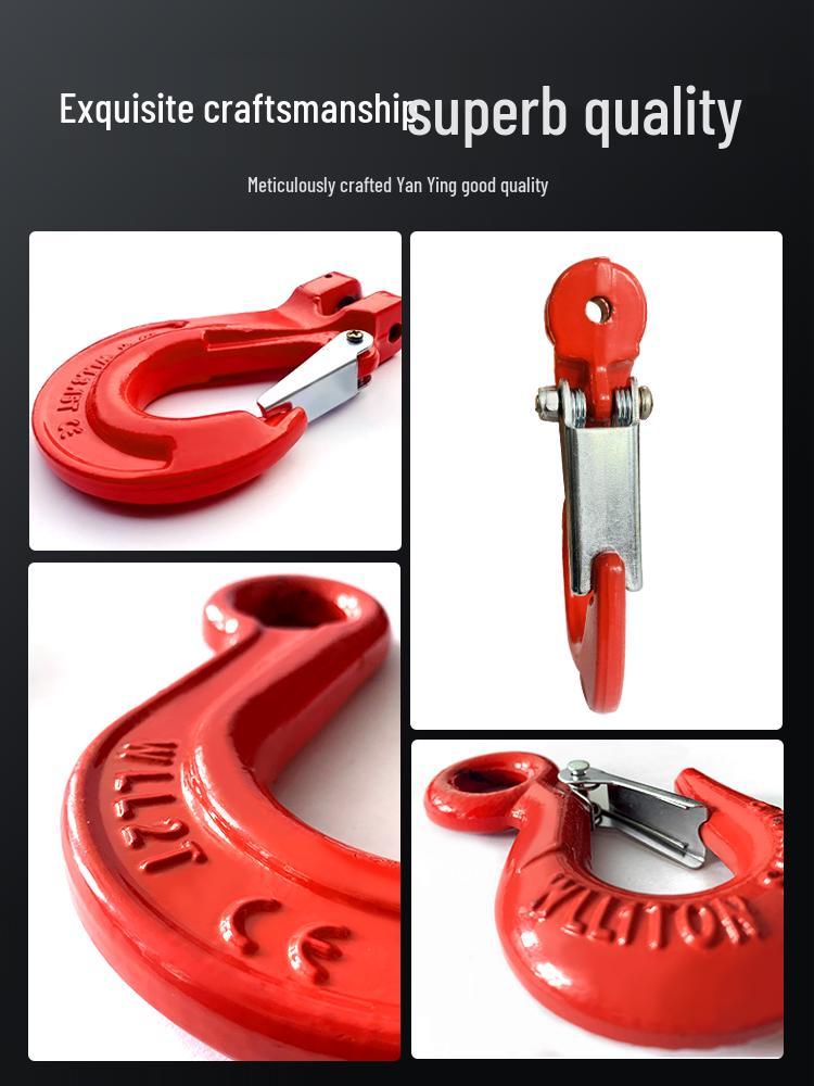 Swivel Hoist Hook with Anti-Release Buckle and Horn Design