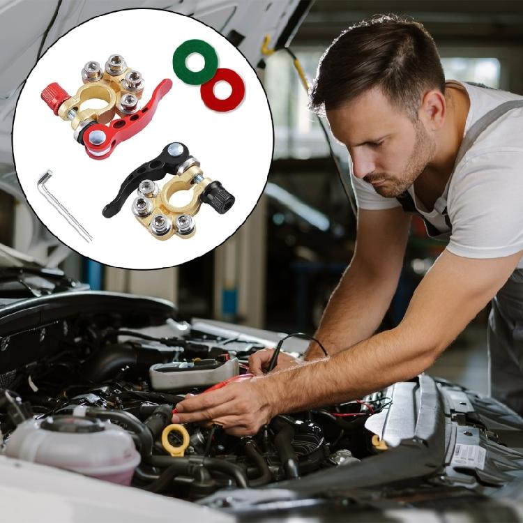 Positive Negative Battery Cable Ends 4 Way Quick Disconnect Battery Terminals Connector with Wrench Easy Installation