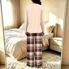 Women's Casual V-Neck Printed Pajama Set Loose Fit Sleepwear for Home