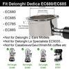 51mm Bottomless Portafilter 3 Year for DeLonghi Dedica EC680/EC685/EC785/EC820/EC850/EC860/EC885 with Double Shot Capacity Cup, Sieve Filter Basket