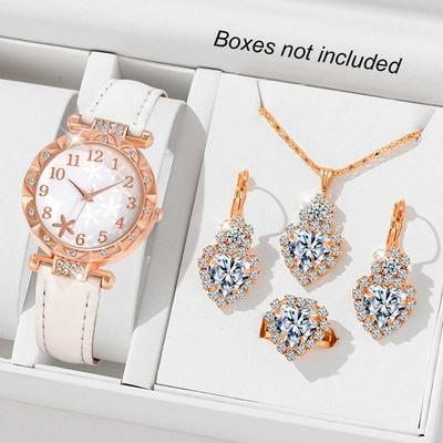 Sternenuhr Damen Diamantarmband Digitales Zifferblatt Quarz Uhr Hochwertiges Uhrenset