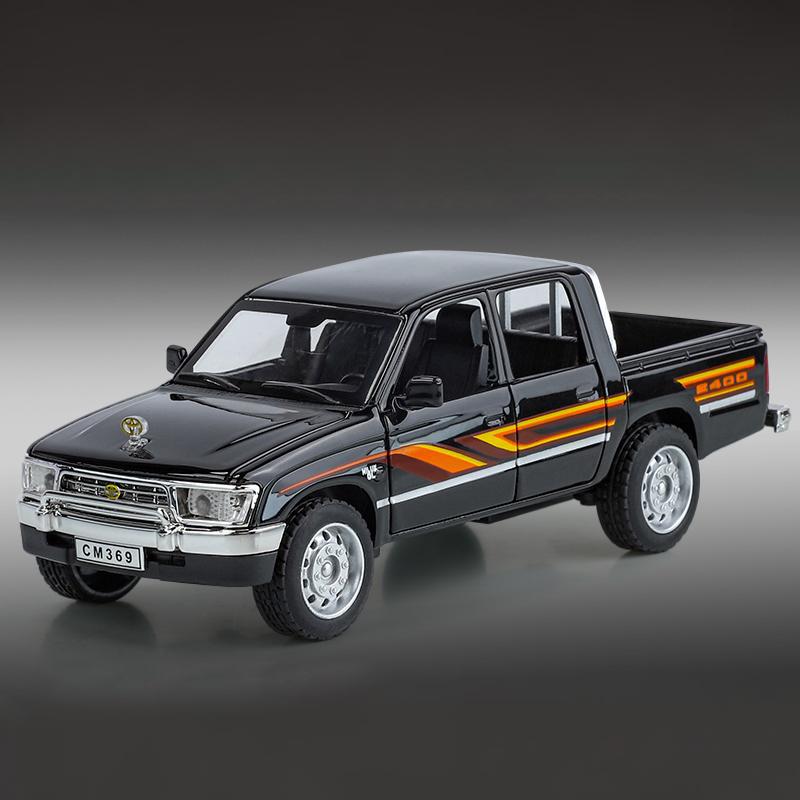 

Diecast 1:32 Toyota Hilux Off Road Pickup Truck Alloy Metal Model Car Central Control Ornaments Sound Light Pull Back Toy Gifts