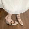 Square-toed Single Shoes with A Shallow Mouth and Thick Heels, Elegant Commuter Women's Shoes