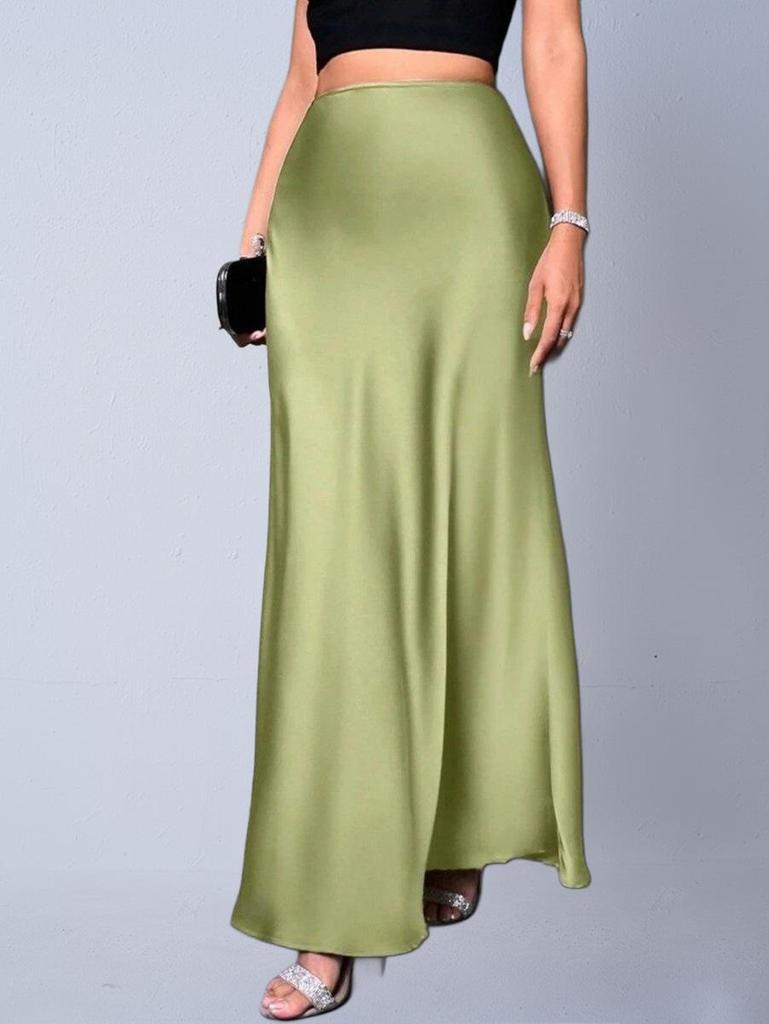 European & American Women's Imitation Silk Long Skirt, 2025 Spring/Autumn Collection