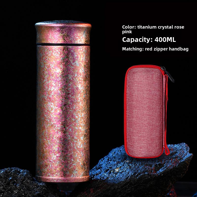 "Elegant Full Titanium Thermos Cup with Ice Flower Design - Perfect for Tea Brewing and Car Use"