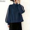 ZANZEA Women Casual Stand Collar Long Sleeve Blouse