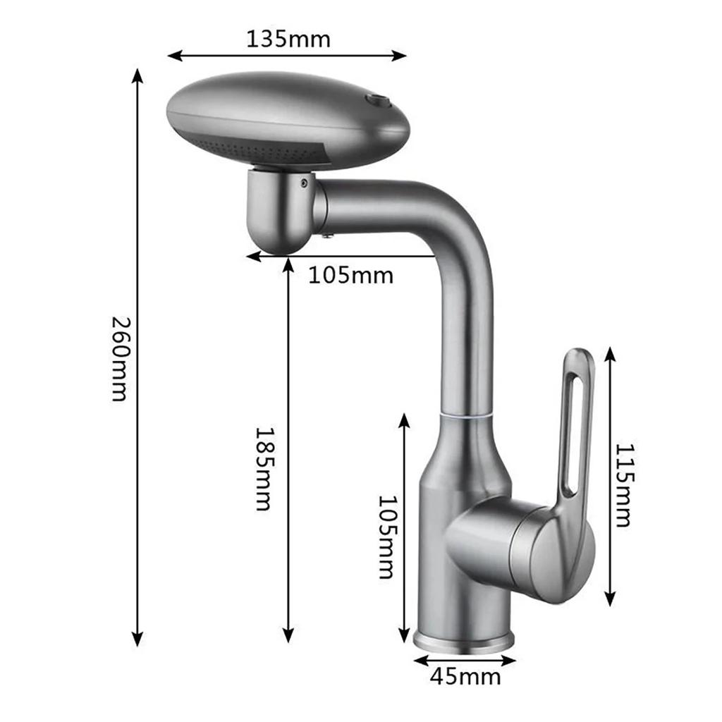 360° Rotatable Bathroom Faucet with 4 Modes | Swivel Spout Single Handle Basin Mixer Tap | Modern Chrome Vanity Sink Faucet for Washbasin