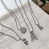Sweet Cool Bear Series Metal Necklace Simple Retro Round Brand Pendant Versatile Niche Design Clavicle Chain