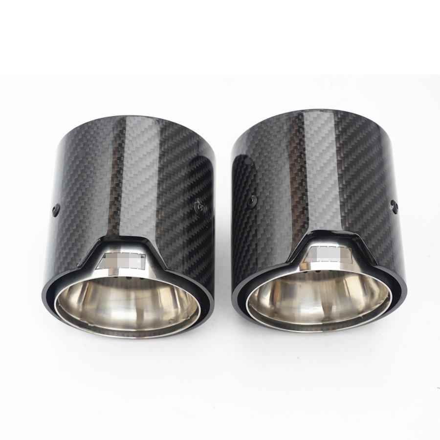 Car Carbon Fiber Exhaust End Tail Tips 71mm In