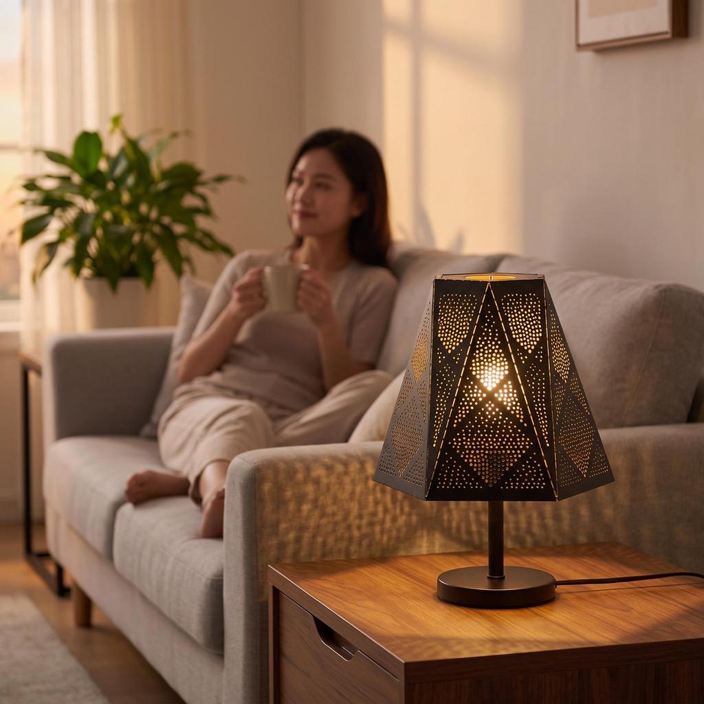 Diamond-Shaped Lampshade Perforated Lighting Accessory Industrial for Cafes