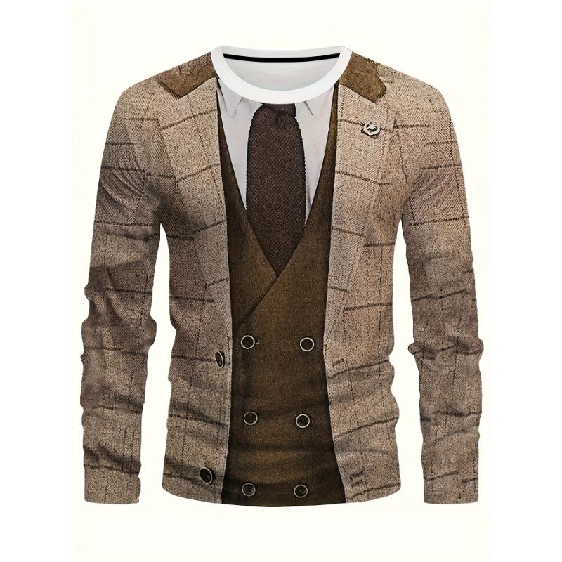 

Мужская модная футболка с 3D цифровой печатью, имитация воротника 3XL