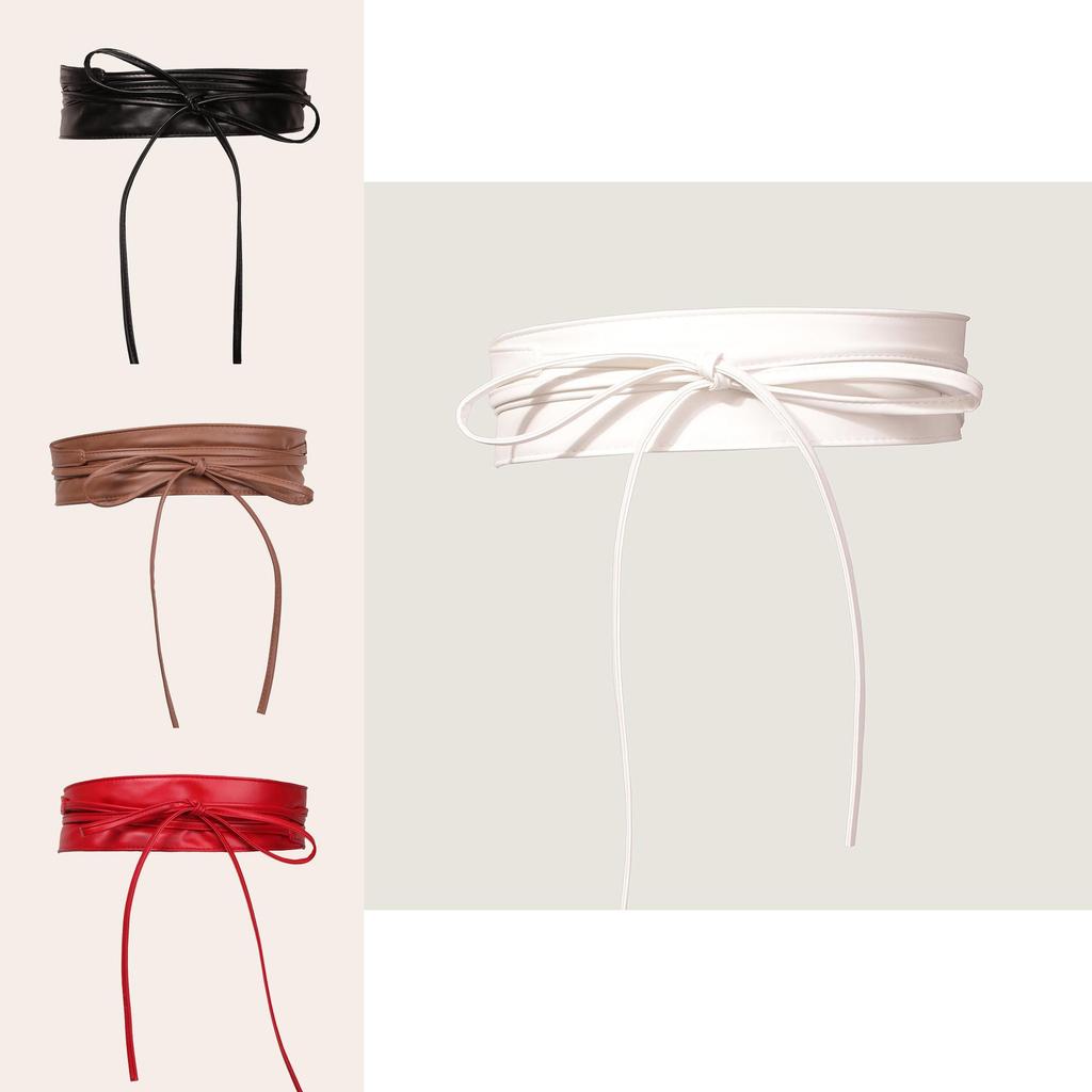 Casual Womens Faux Leather Wide Waist Belt With Bow Knot For Office And Weekend