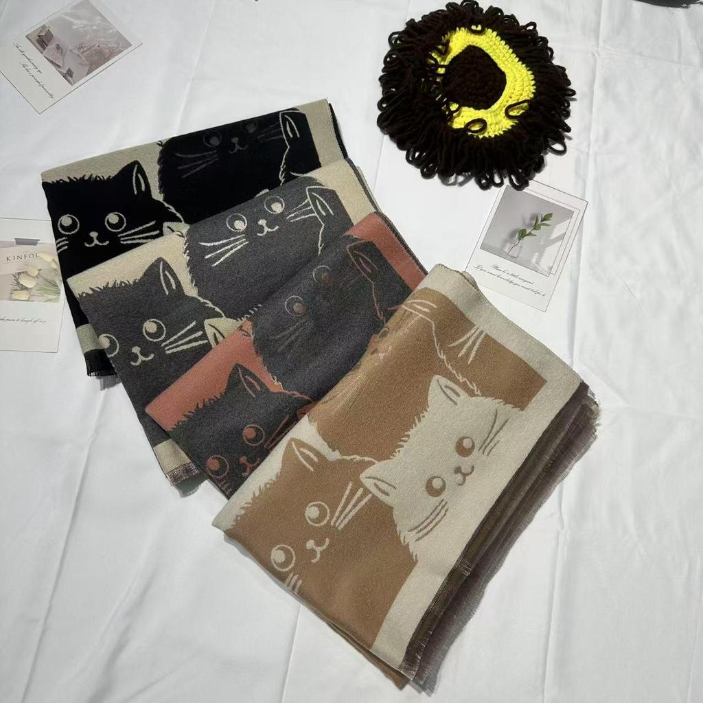 Women's Cute Cat Imitation Cashmere Scarf - Autumn/Winter Warm Shawl